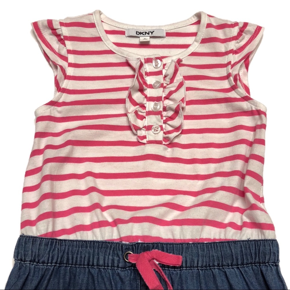 DKNY Cap Sleeve Half Denim Dress - Picture 3 of 6